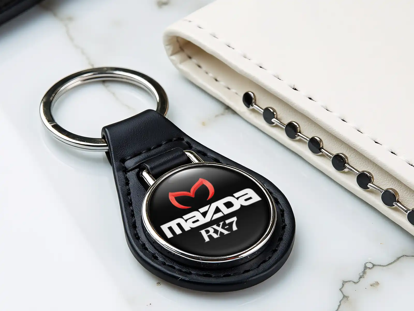 Mazda Cadena Llave Personal Cuero Alta Borde Máx